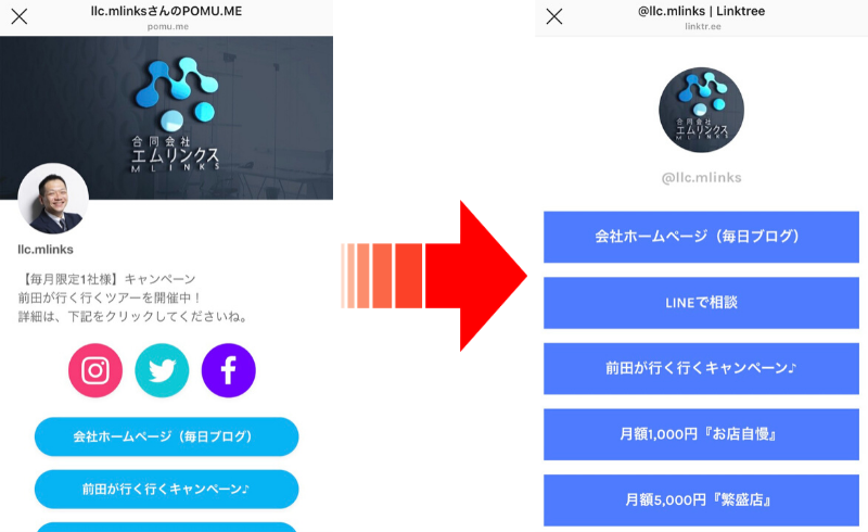 インスタグラムのプロフィールページに複数のURLを設置する方法