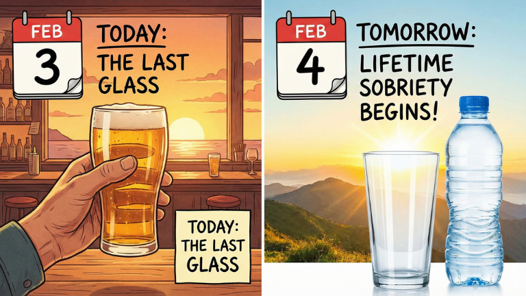 今日2月3日が最後の一杯。明日2月4日から一生断酒します！