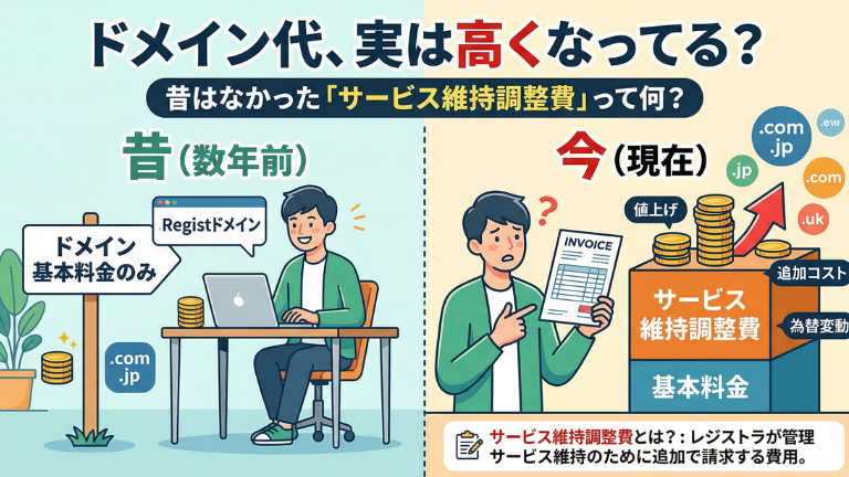 ドメイン代って高くなった？昔はなかった「サービス維持調整費」
