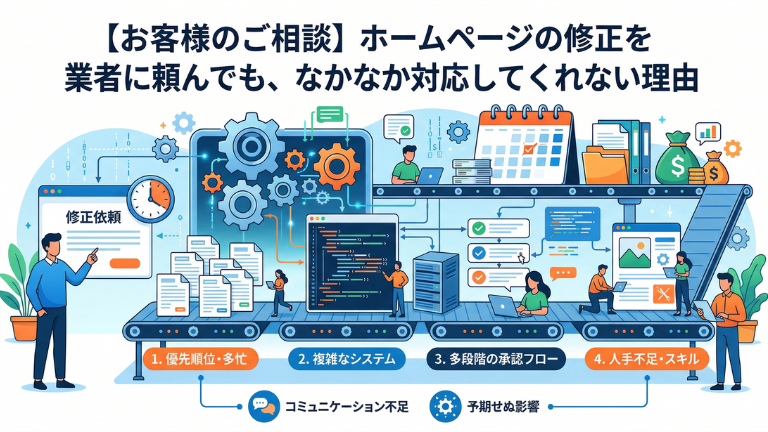 【お客様のご相談】ホームページの修正を業者に頼んでも、なかなか対応してくれない理由