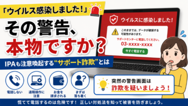「ウイルス感染しました！」その警告、本物ですか？サポート詐欺とは？