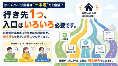 ホームページ集客は「一本道」だと危険？行き先1つ、入口はいろいろ必要！