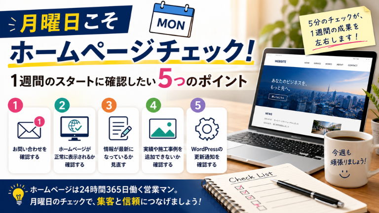月曜日こそホームページチェック！1週間のスタートに確認したい5つのポイント